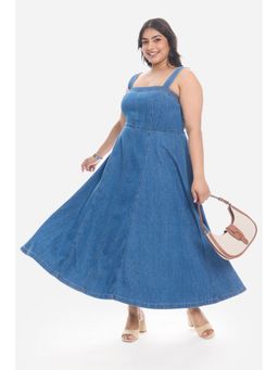 Virgio - Women Blue Cotton Sleeveless Dress