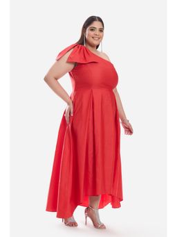 Virgio - Women Red Cotton Sleeveless Dress