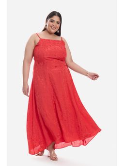 Virgio - Women Red Viscose Sleeveless Dress