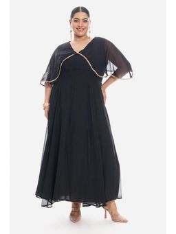 Virgio - Women Black Viscose Half Sleeves Dress