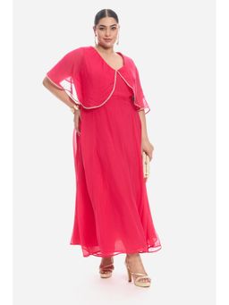 Virgio - Women Pink Viscose Half Sleeves Dress