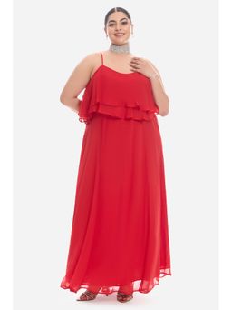 Virgio - Women Red Viscose Sleeveless Dress