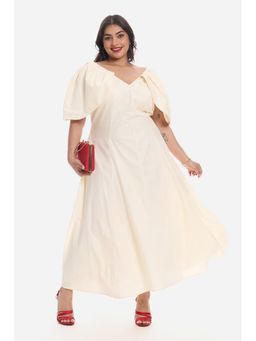Virgio - Women White Viscose Half Sleeves Dress