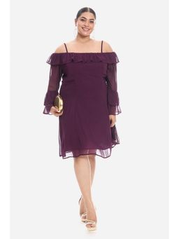 Virgio - Women Purple Viscose Full Sleeves Dress
