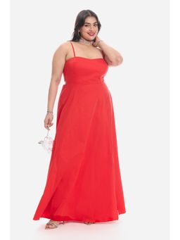 Virgio - Women Red Cotton Sleeveless Dress