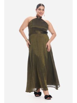 Virgio - Women Olive Viscose Sleeveless Dress