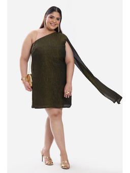 Virgio - Women Olive Viscose Cape Dress