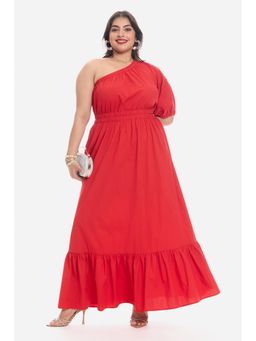 Virgio - Women Red Cotton Half Sleeves Dress