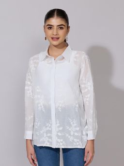 SHOWOFFFF - Women White Cotton Full Sleeves Shirt