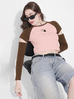 SHOWOFFFF - Women Pink Cotton Blend Full Sleeves Top