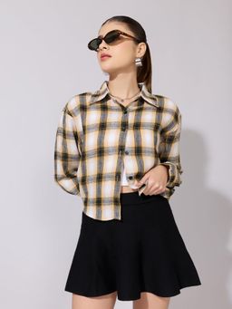SHOWOFFFF - Women Yellow Cotton Full Sleeves Shirt