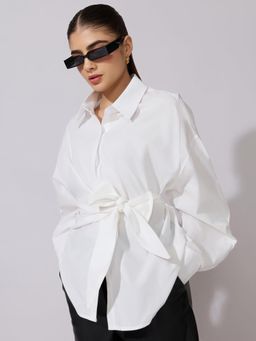 SHOWOFFFF - Women White Cotton Full Sleeves Shirt