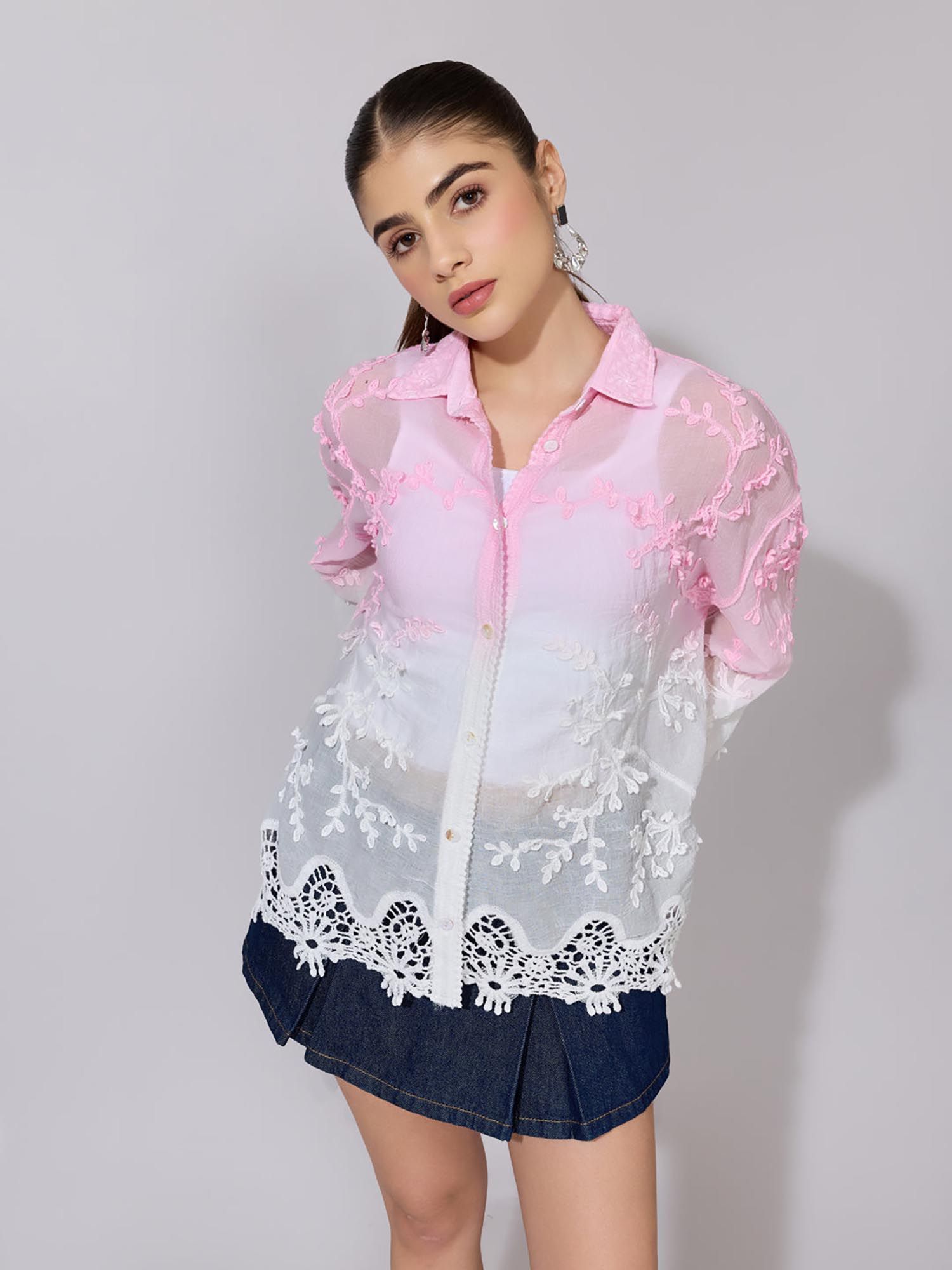 showoffff Women Pink Cotton Full Sleeves Shirt-picture-14