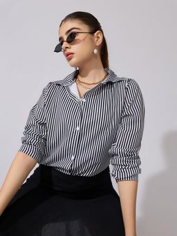 SHOWOFFFF - Women Black Nylon Full Sleeves Shirt