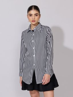 SHOWOFFFF - Women Black Nylon Full Sleeves Shirt