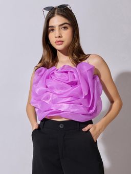 SHOWOFFFF - Women Purple Nylon Sleeveless Top