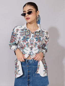 SHOWOFFFF - Women White Cotton Full Sleeves Shirt