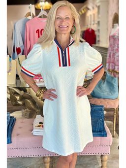 Errabelly - Women White Polyester Puff Sleeves Dress