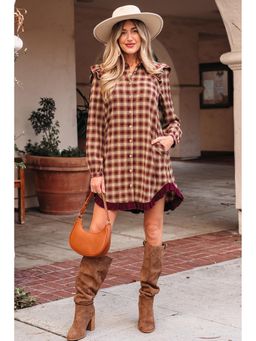 Errabelly - Women Red Synthetic Full Sleeves Dress