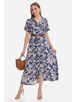 Virgio - Women Blue Viscose Half Sleeves Dress