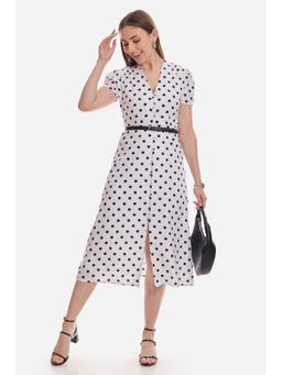 Virgio - Women White Viscose Half Sleeves Dress