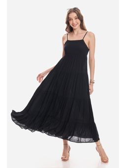 Virgio - Women Black Viscose Sleeveless Dress