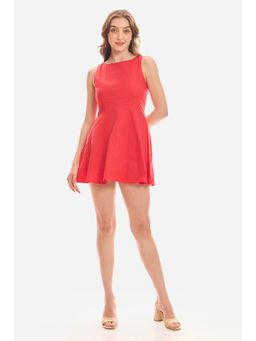 Virgio - Women Red Cotton Sleeveless Dress