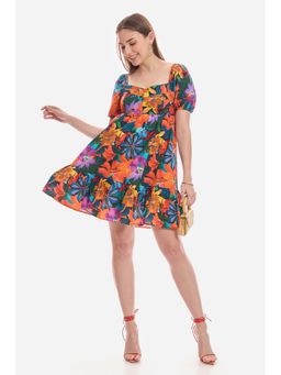 Virgio - Women Multi-Colour Cotton Half Sleeves Dress