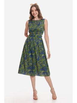 Virgio - Women Green Cotton Sleeveless Dress