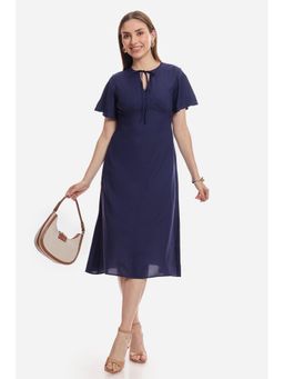 Virgio - Women Navy Blue Viscose Half Sleeves Dress