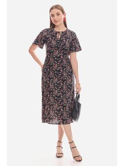 Virgio - Women Black Viscose Half Sleeves Dress