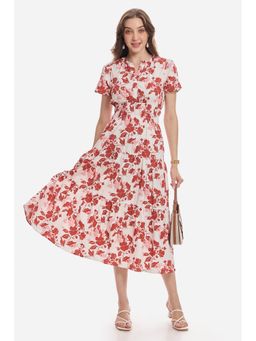 Virgio - Women Maroon Cotton Half Sleeves Dress