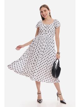 Virgio - Women White Viscose Half Sleeves Dress