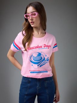 DILLINGER - Women Pink Cotton Half Sleeves T-Shirt