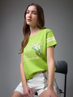 DILLINGER - Women Green Cotton Half Sleeves T-Shirt