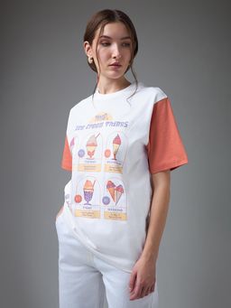 DILLINGER - Women White Cotton Half Sleeves T-Shirt