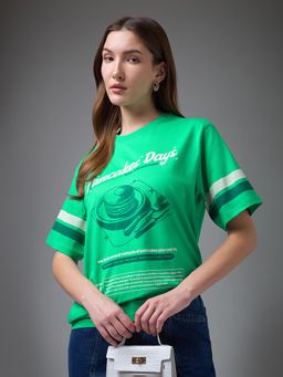 DILLINGER - Women Green Cotton Half Sleeves T-Shirt