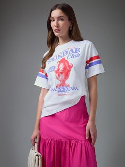 DILLINGER - Women White Cotton Half Sleeves T-Shirt