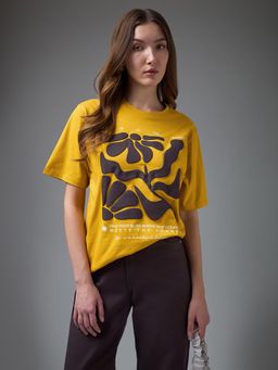DILLINGER - Women Yellow Cotton Half Sleeves T-Shirt