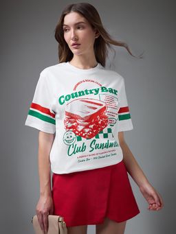 DILLINGER - Women White Cotton Half Sleeves T-Shirt