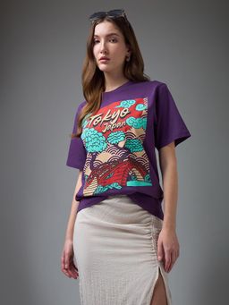 DILLINGER - Women Blue Cotton Half Sleeves T-Shirt