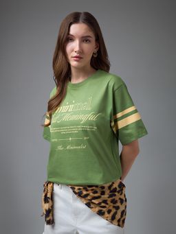 DILLINGER - Women Green Cotton Half Sleeves T-Shirt
