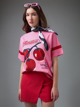 DILLINGER - Women Pink Cotton Half Sleeves T-Shirt