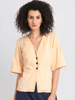 Kazo - Mellow Buff Short Flared Sleeve Shirt
