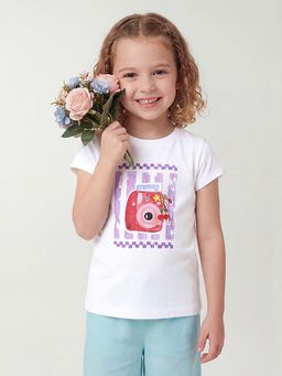 United Colors of Benetton - Regular Fit Round Neck Graphic Print T-Shirt White