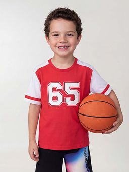 United Colors of Benetton - Boxy Fit Round Neck Colorblock T-Shirt Red