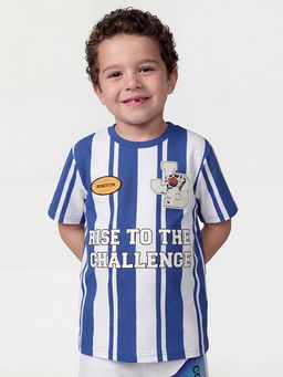 United Colors of Benetton - Blue Relaxed Fit Round Neck Striped T-shirt