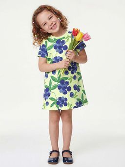 United Colors of Benetton - Green Regular Fit Round Neck Tropical Printed Dress