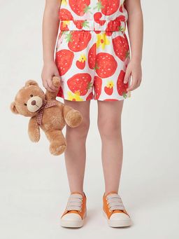 United Colors of Benetton - Red Regular Fit Mid Rise Printed Shorts