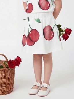 United Colors of Benetton - White Regular Fit Mid Rise Printed Skirt